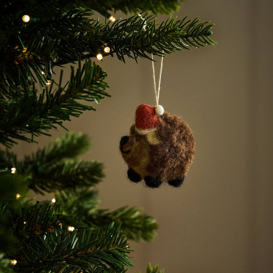Christmas Hedgehog Felt Bauble