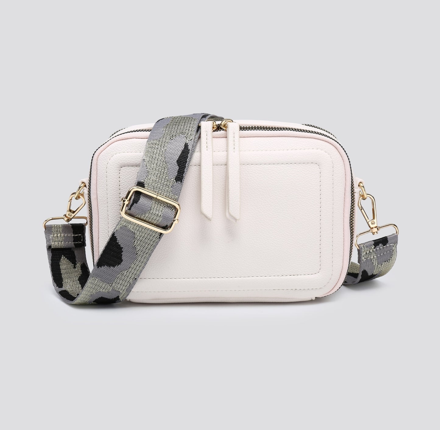 Faux Leather Two Compartment Across Body Bag