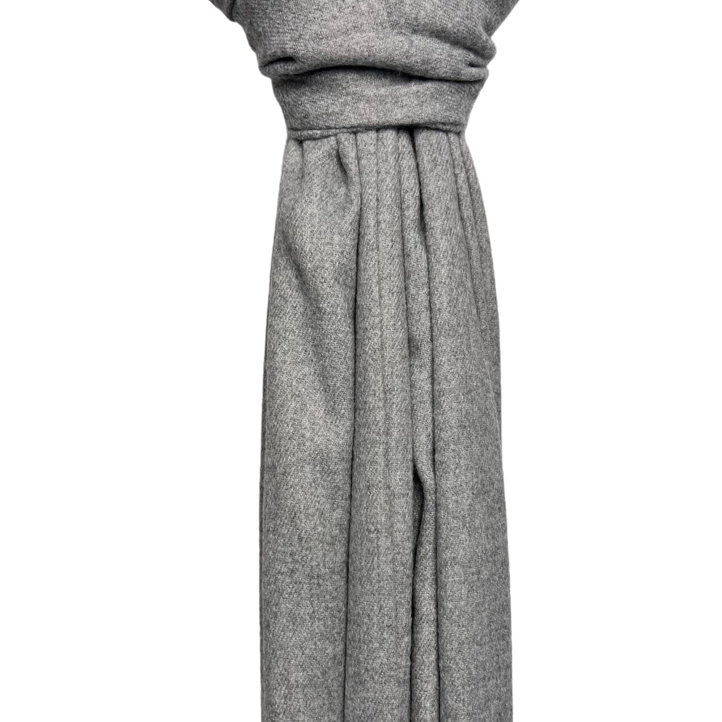 Plain woolblend scarf with tassels - Light Grey