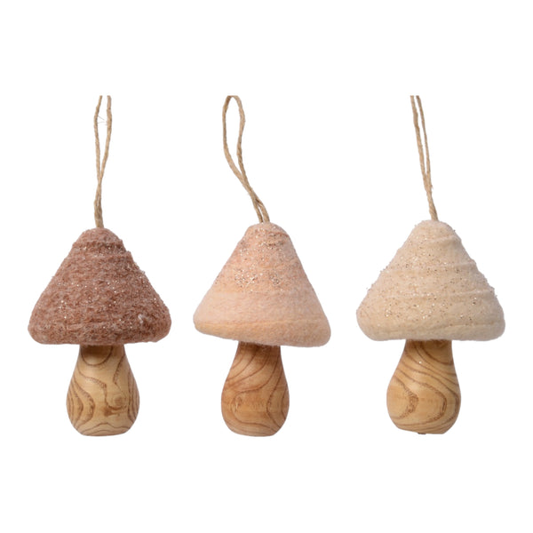 Wooden Hanging Mushrooms - 3 colours