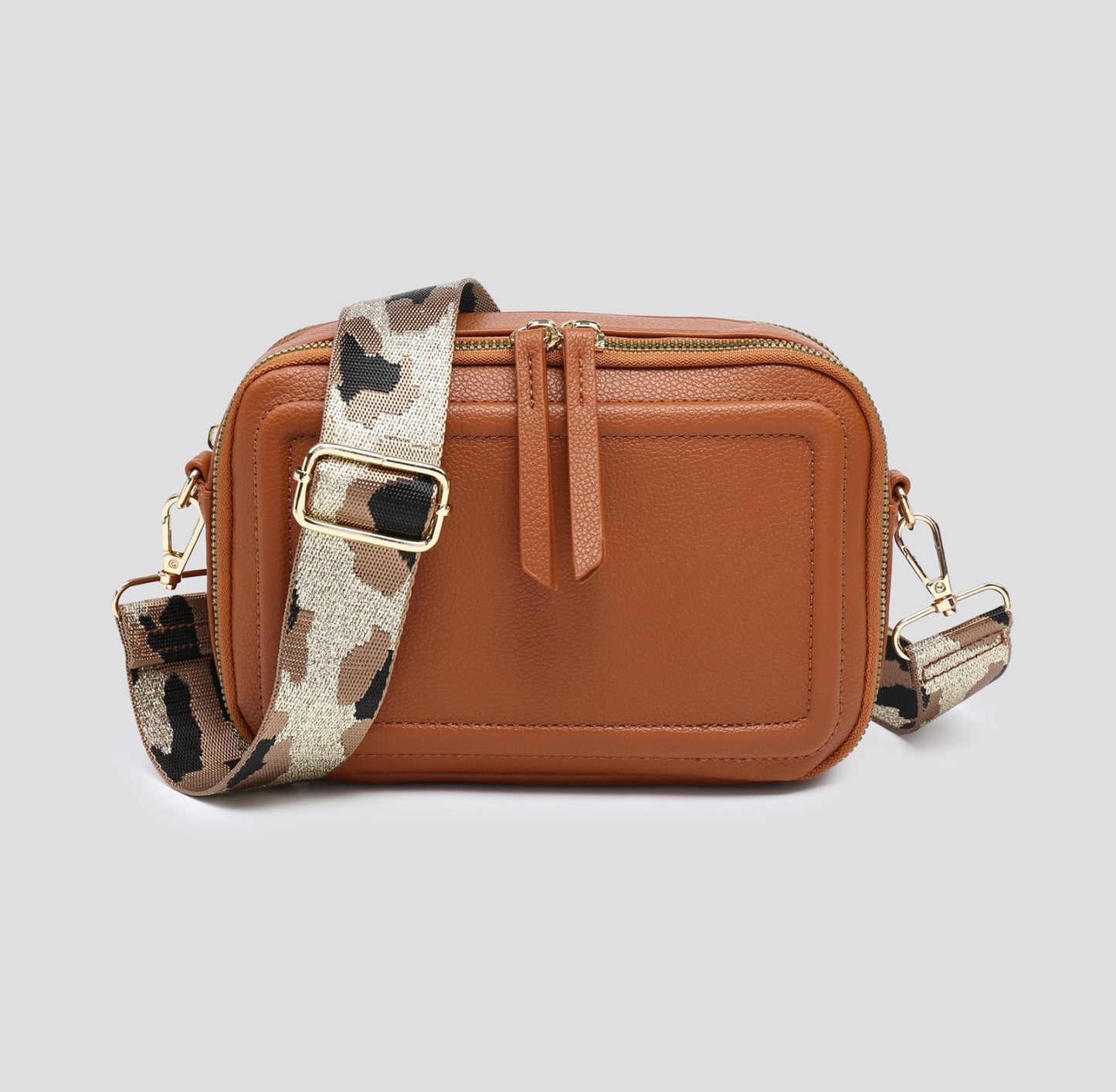 Faux Leather Two Compartment Across Body Bag