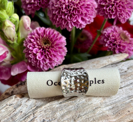 Silver Hammered Wide Band Ring OR38