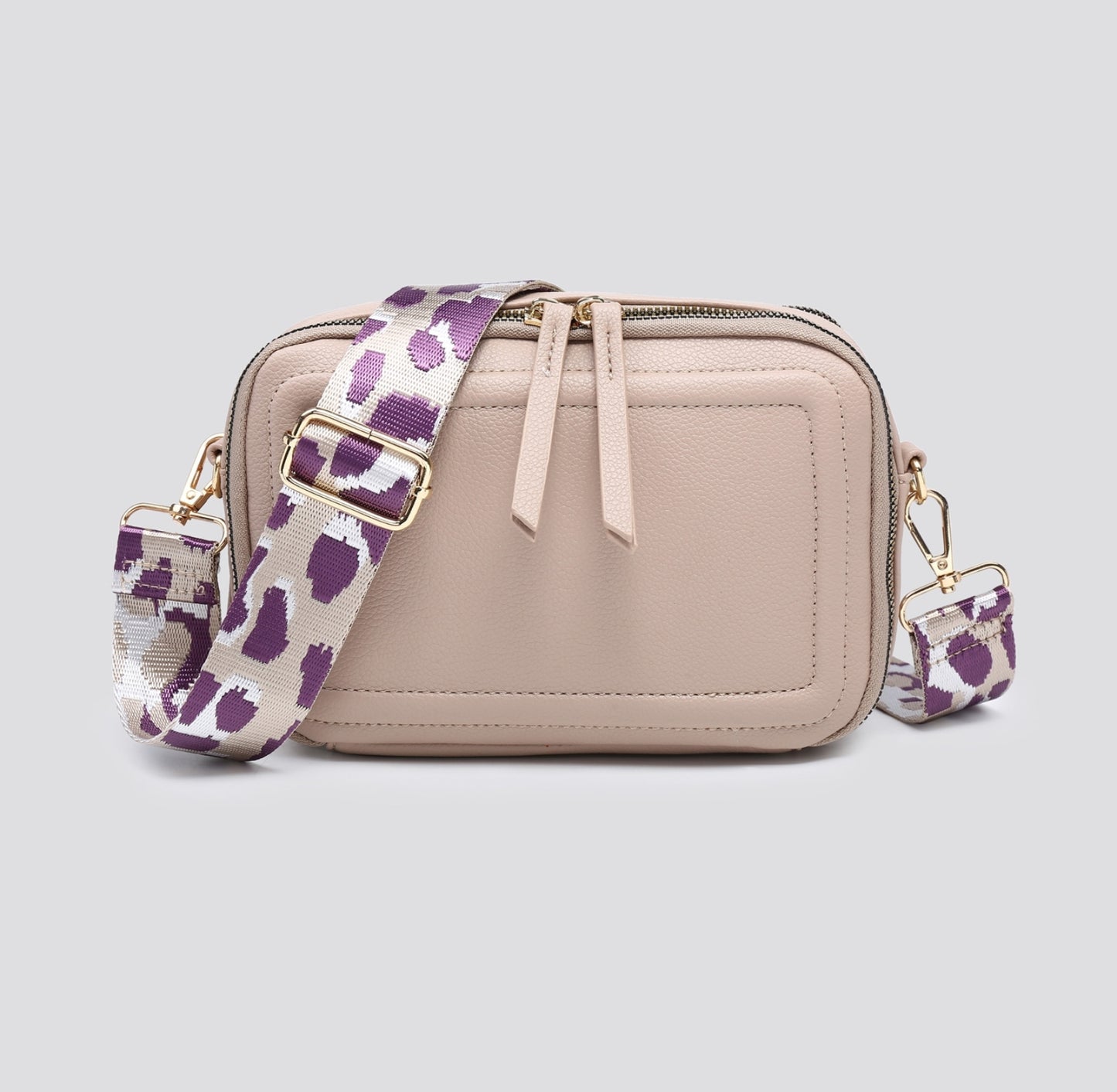Faux Leather Two Compartment Across Body Bag