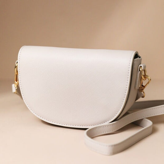 Vegan Leather Light Grey Half Moon Handbag