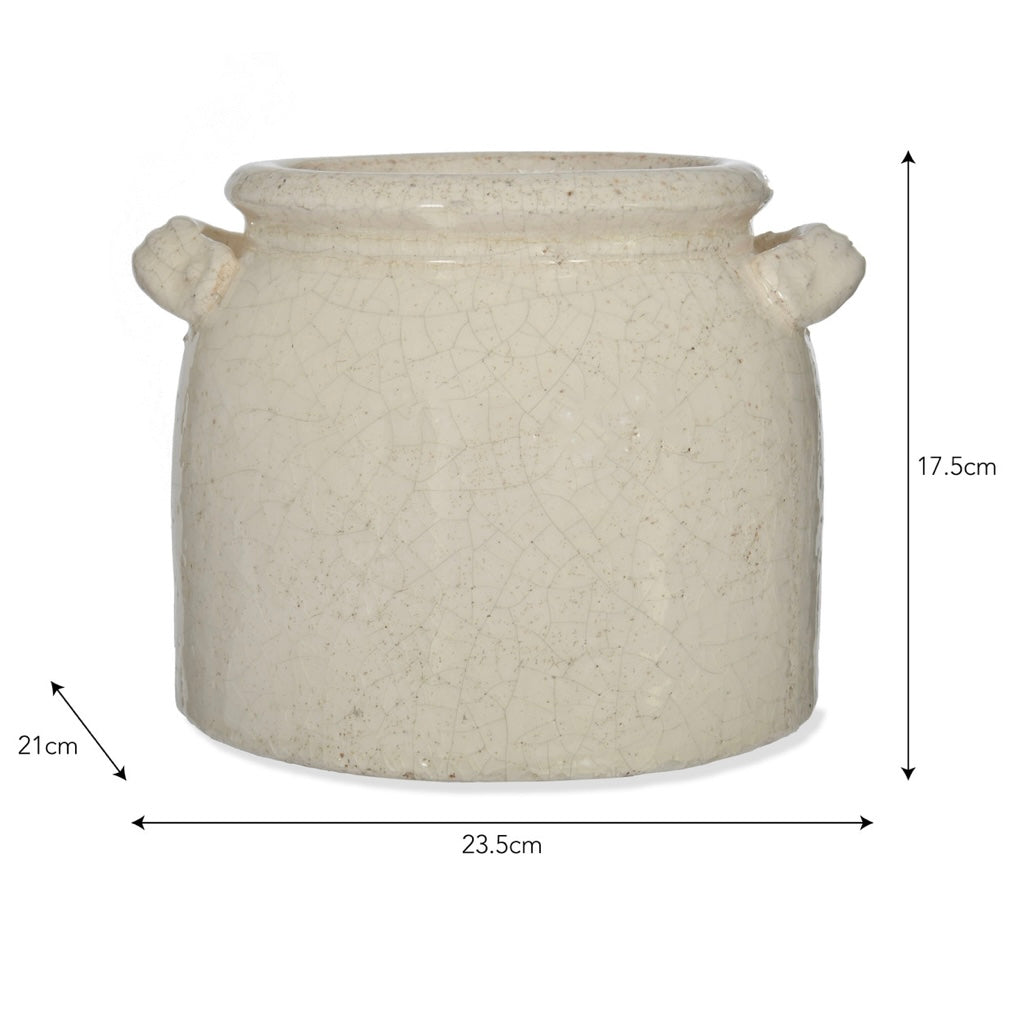 Crackle Glazed Pot With Handles