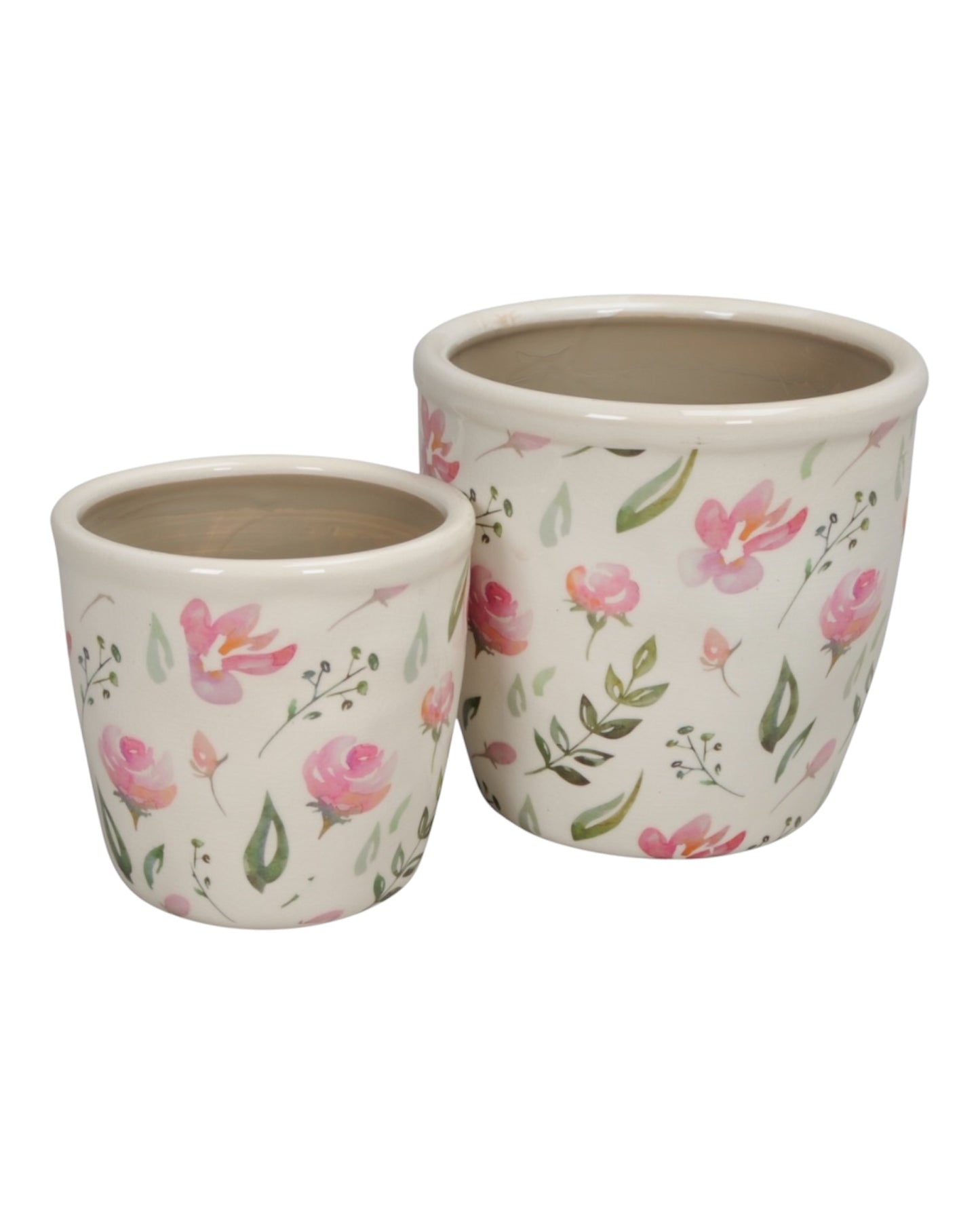 Vintage Style Pink Floral Planter