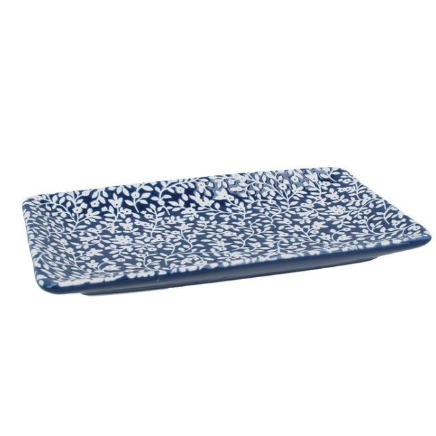 Navy Floral Vines Trinket Dish - 20cm