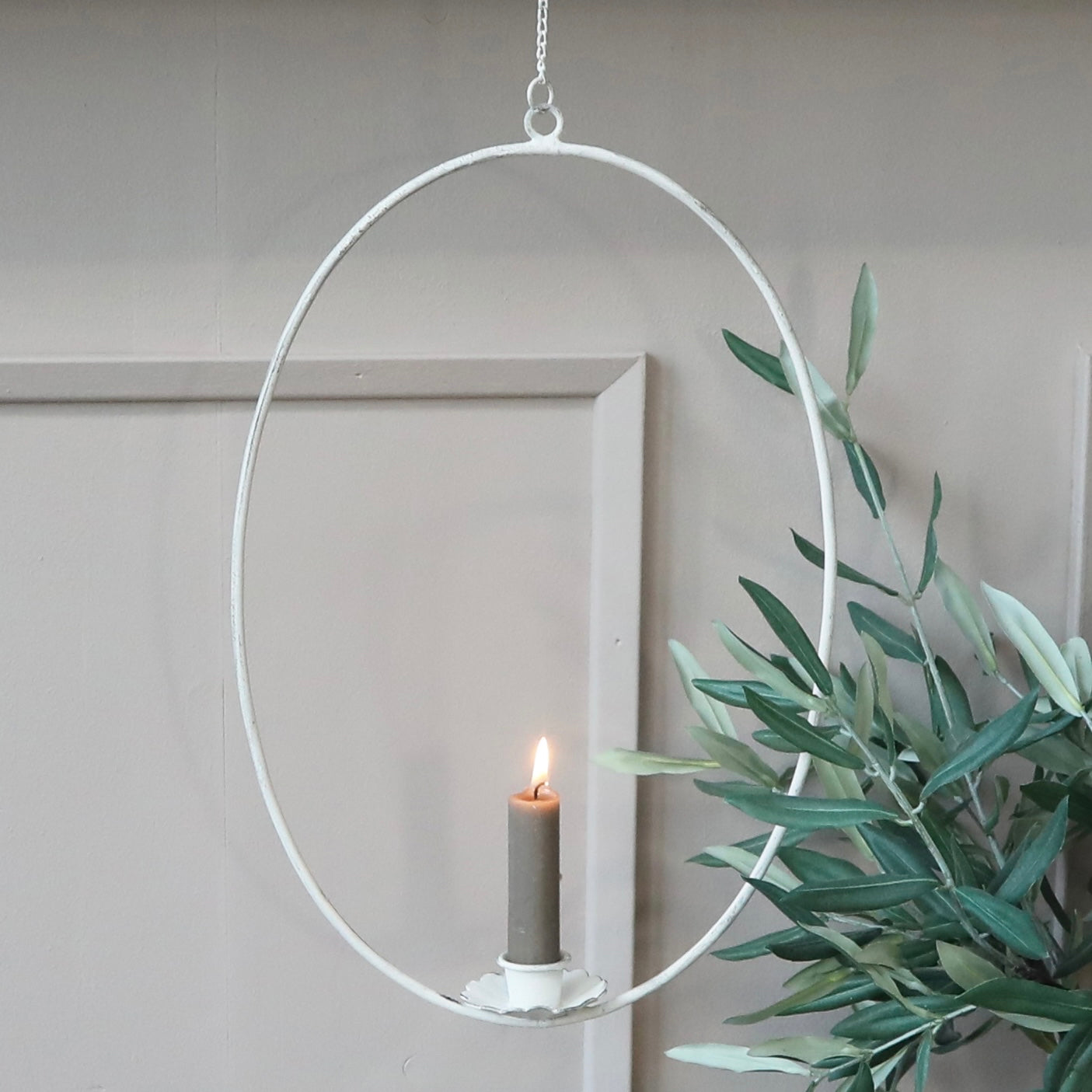 Antique White Hanging Candle Holder