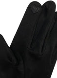 Suede Effect Touchscreen Gloves - Black w Taupe Bow