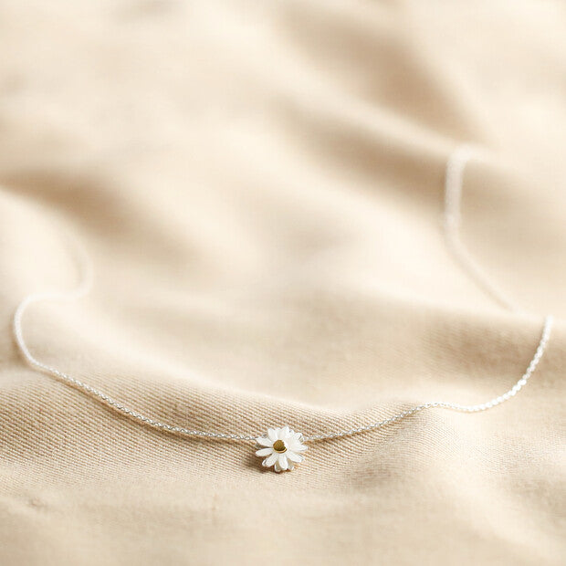 Enamel Daisy Pendant Necklace