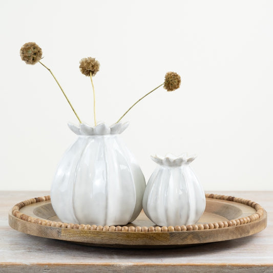 White Poppy Seed Vase - 2 sizes