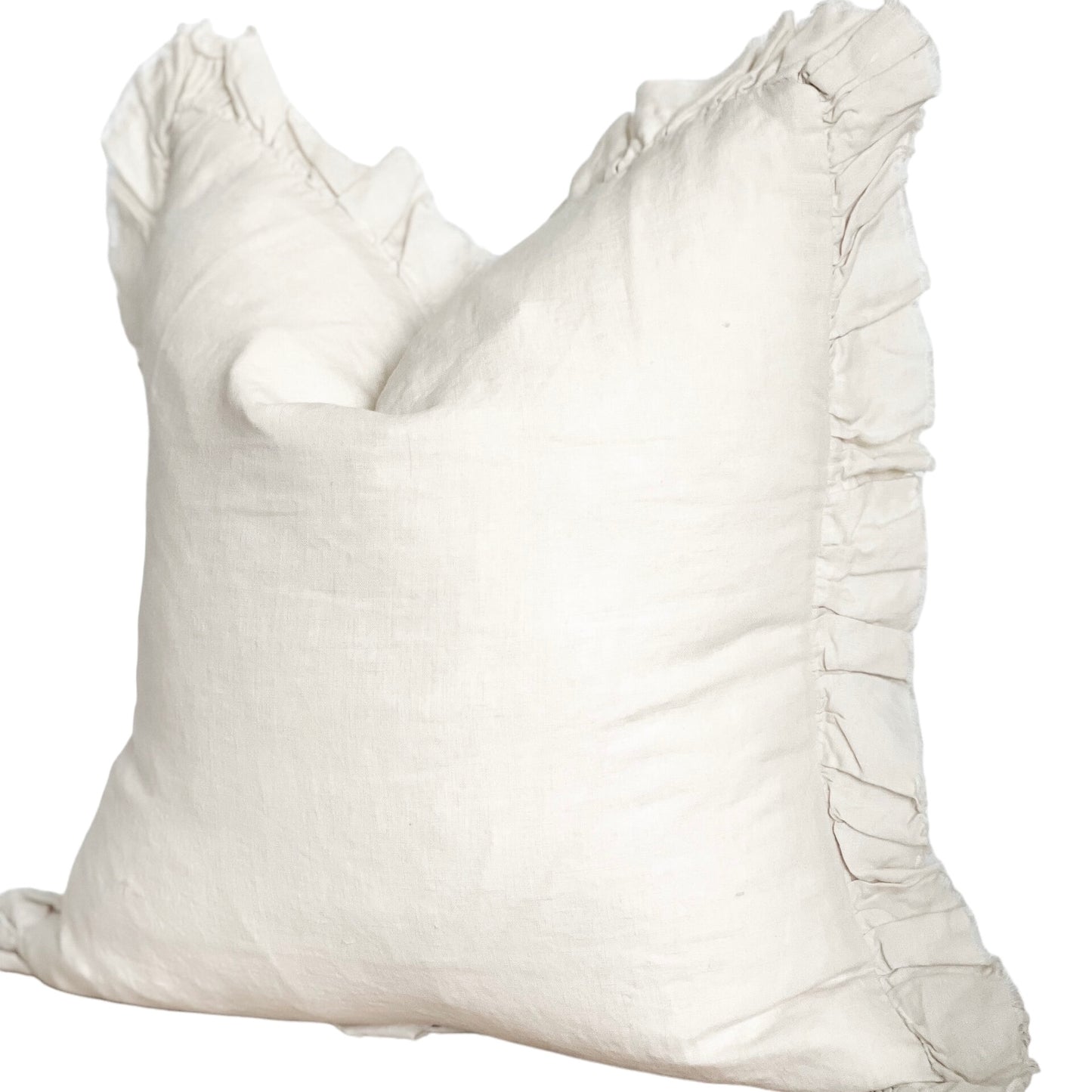 Hattie Ruffle Edge Cream Linen Cushion