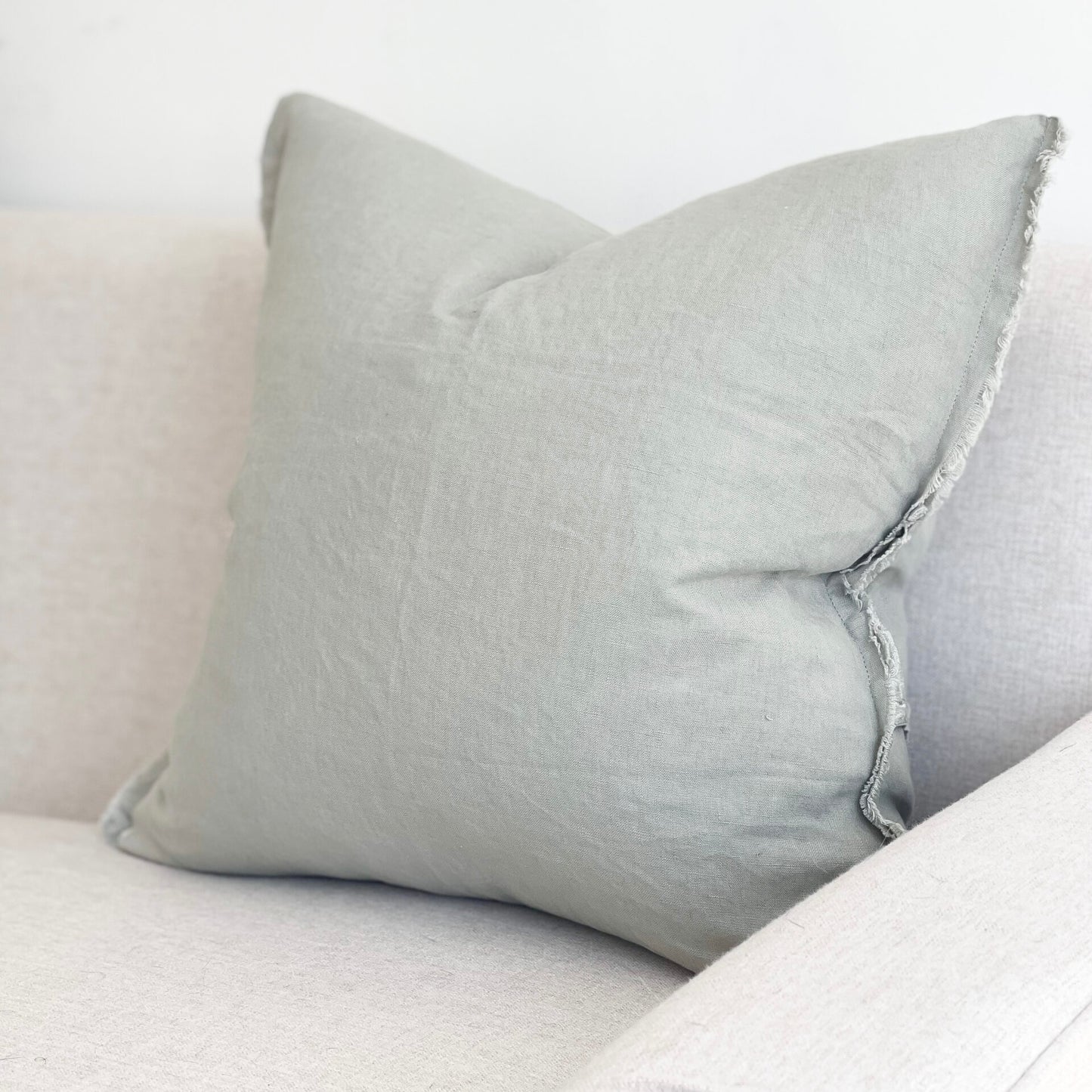 Elsie Frayed Edge Sage Cushion