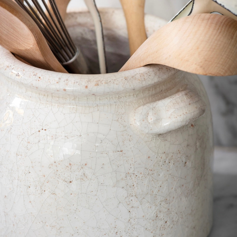 Crackle Glazed Pot With Handles