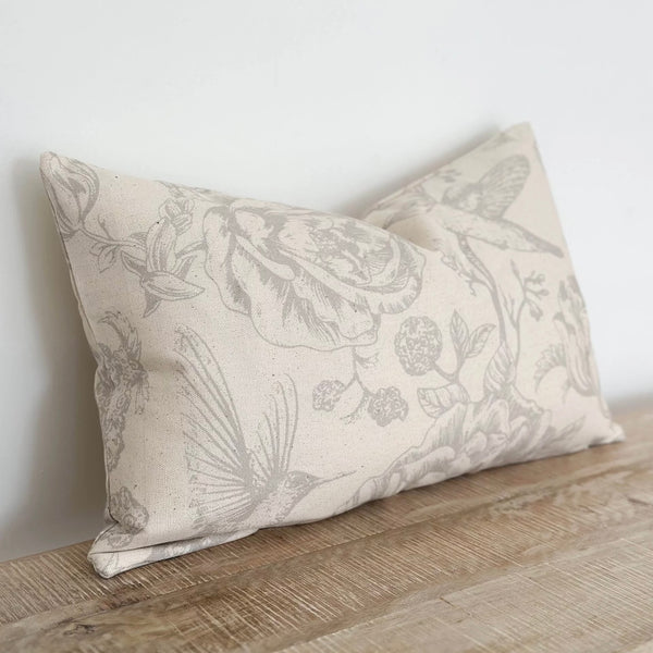 Arla Grey Country Print Oblong Cushion - 50x30cm