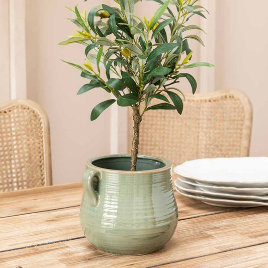 Sage Green Twin Handled Plant Pot