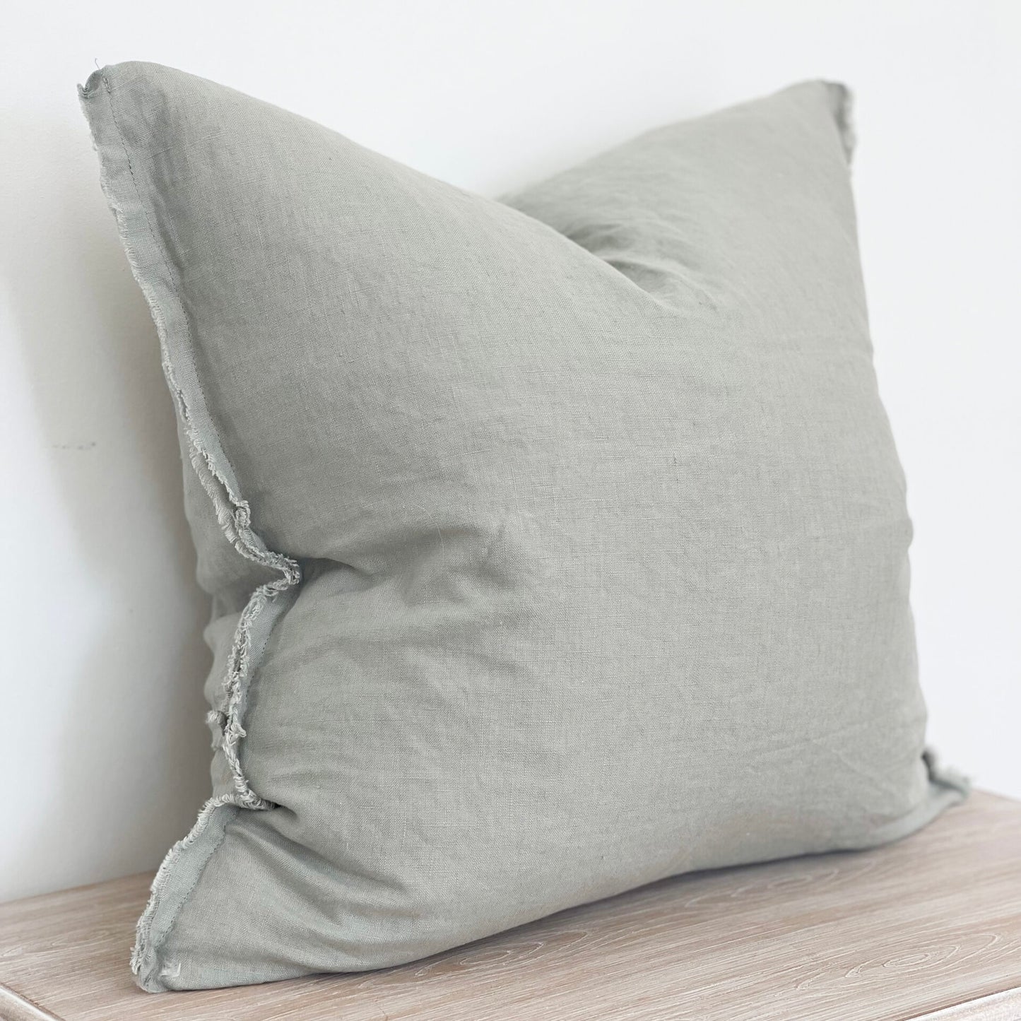 Elsie Frayed Edge Sage Cushion
