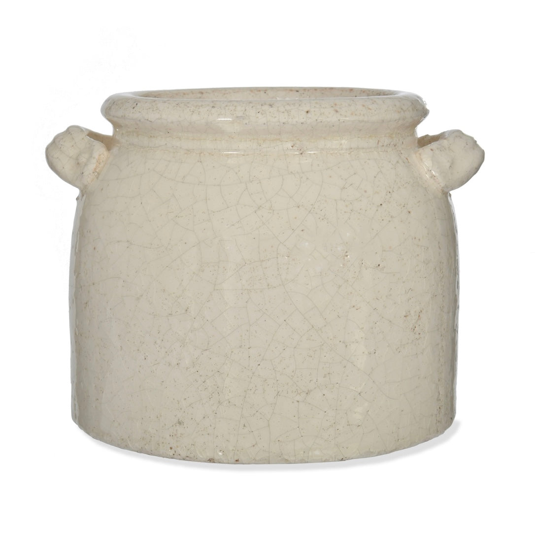 Crackle Glazed Pot With Handles
