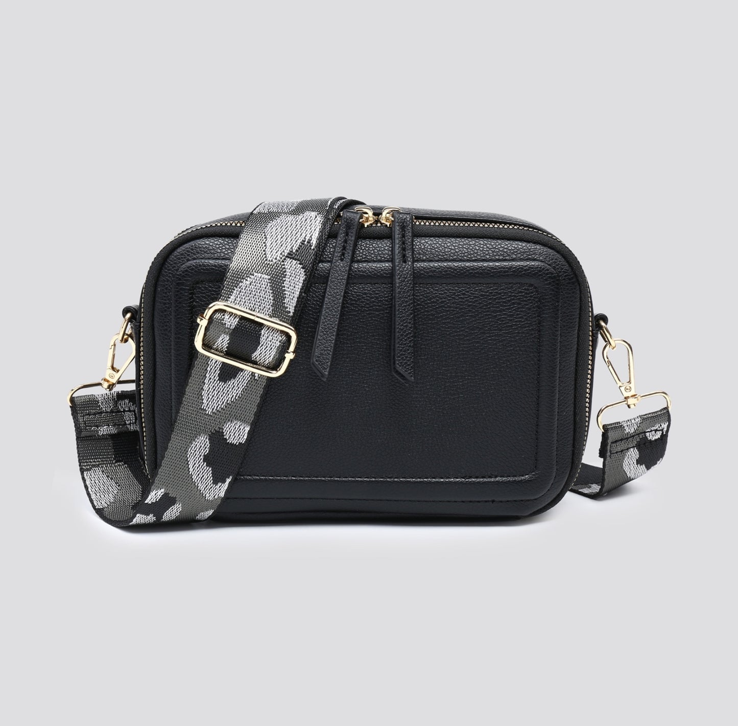 Faux Leather Two Compartment Across Body Bag