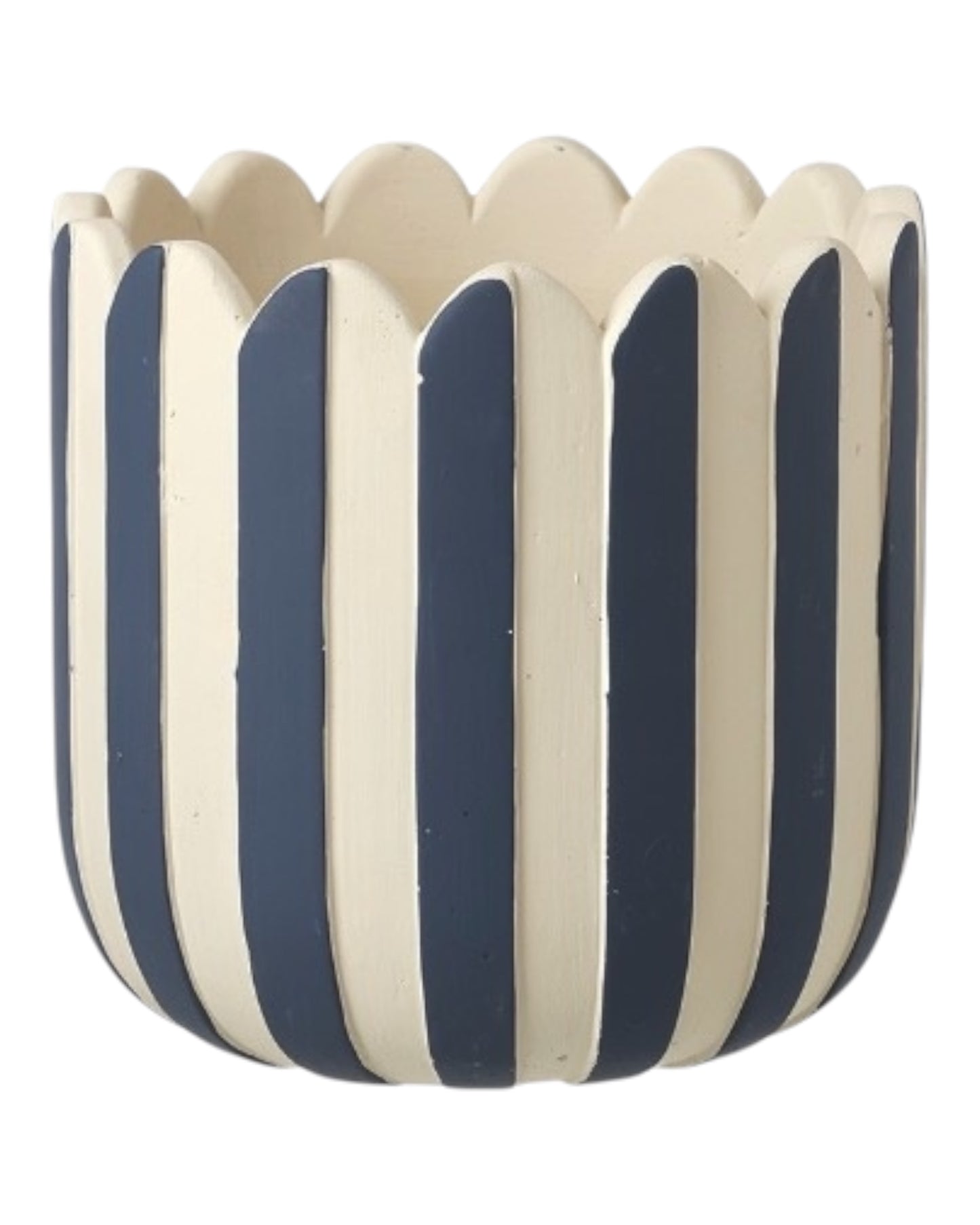 Blue Scalloped Stripe Planter - 3 sizes