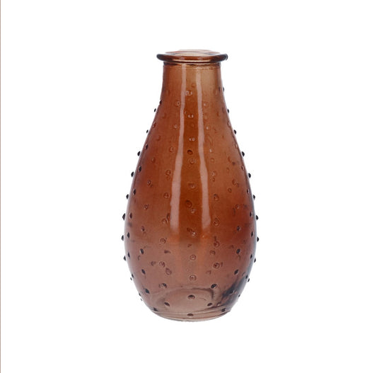 Dark Amber Dimple Pear Bud Vase