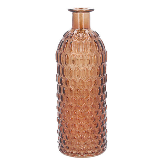Amber Honeycomb Glass Vase 20cm