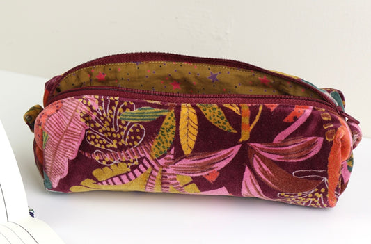 Rust and Red Botanical Make Up Brush Bag