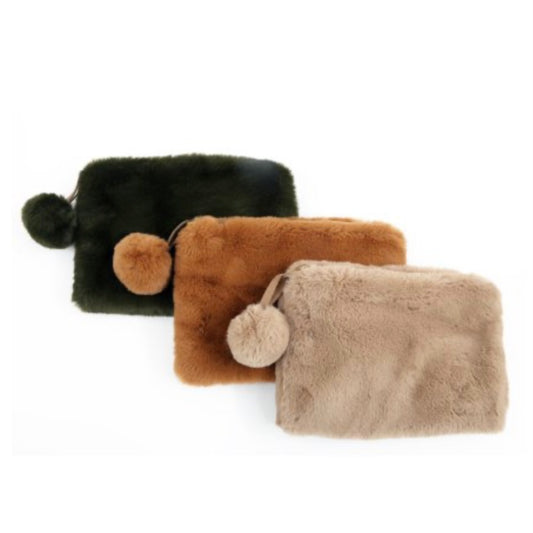 Faux Fur Make Up Toiletry Bag or Pouch
