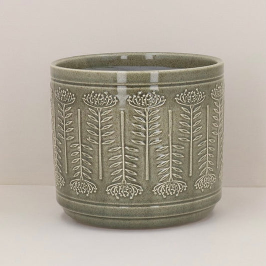 Sage Protea Stoneware Plant Pot