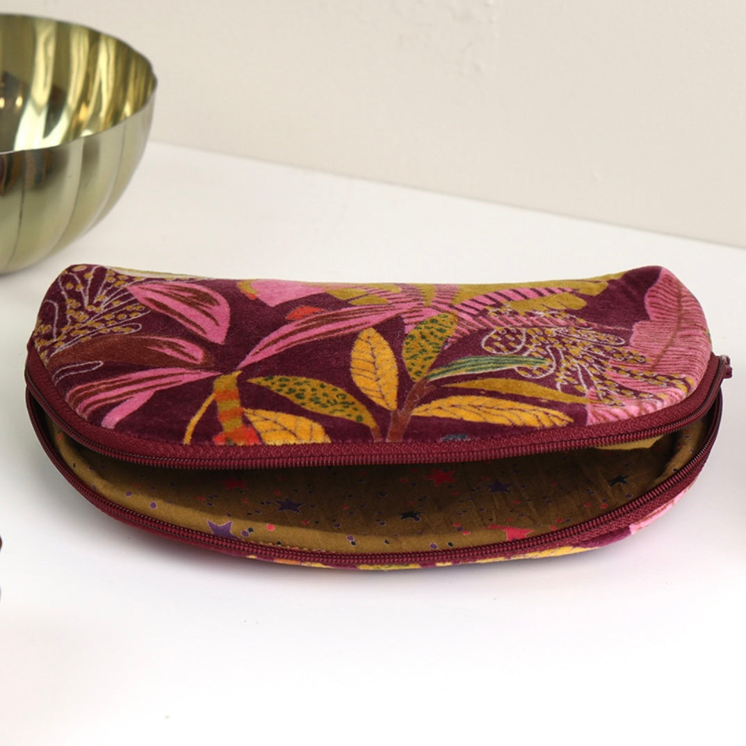 Rust and Red Botanical Make Up Bag