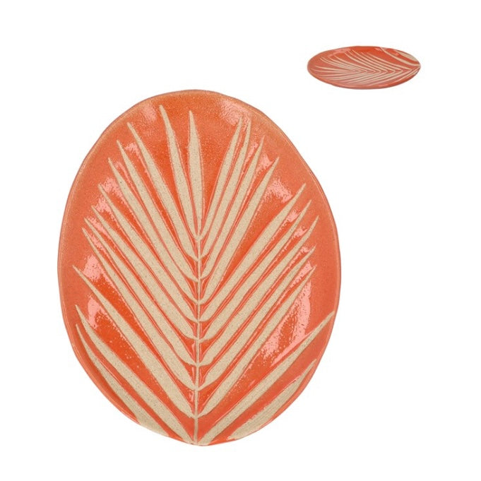 Stoneware Oval Palm Leaf Plate