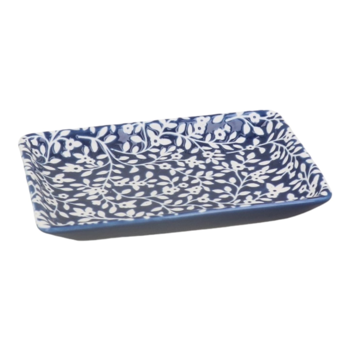 Navy Floral Vines Trinket Dish 12cm