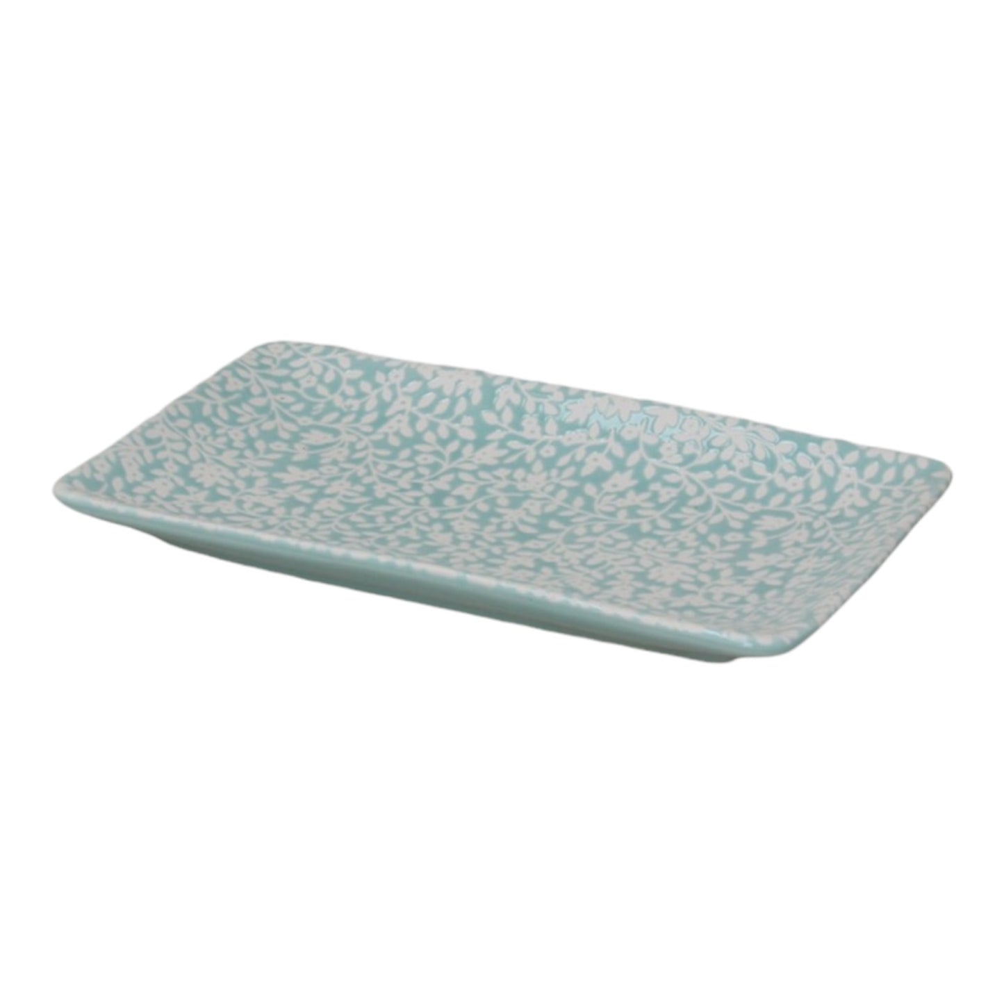 Sea Green Floral Vines Trinket Dish - 20cm