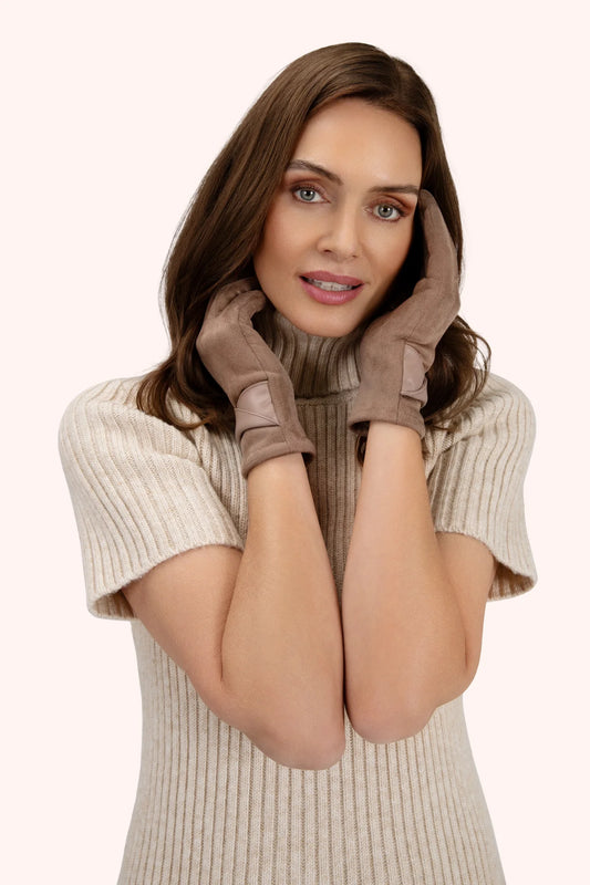 Meredith Taupe Suede Gloves