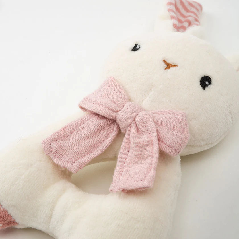 Pink Organic Cotton Rabbit Rattle
