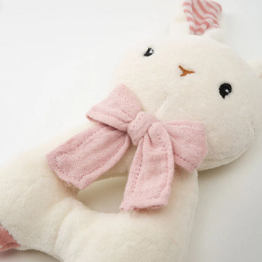 Pink Organic Cotton Rabbit Rattle