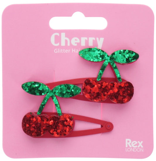 Cherry Glitter Hair Clips