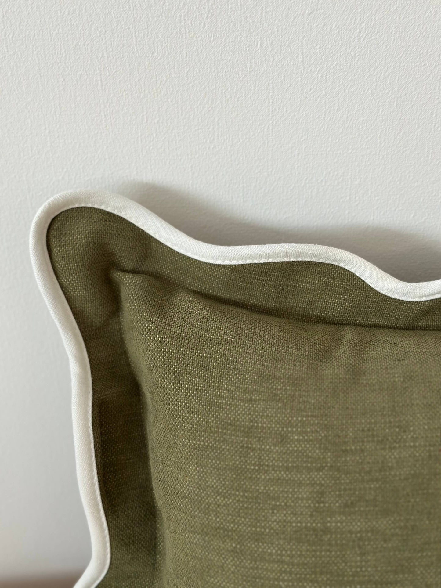 Chloe Olive Bolster Scalloped Edge Cushion 80x30