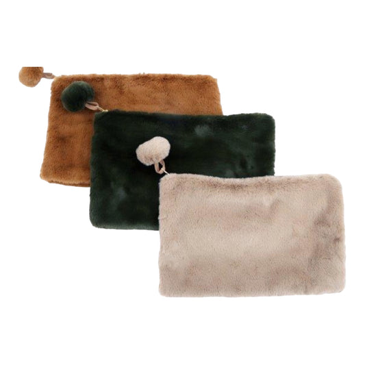 Large Faux Fur Toiletry Bag or Pouch