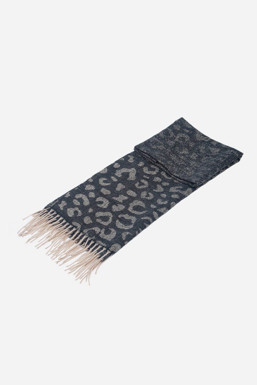 Black Large Leopard Print Blanket Scarf: One-size