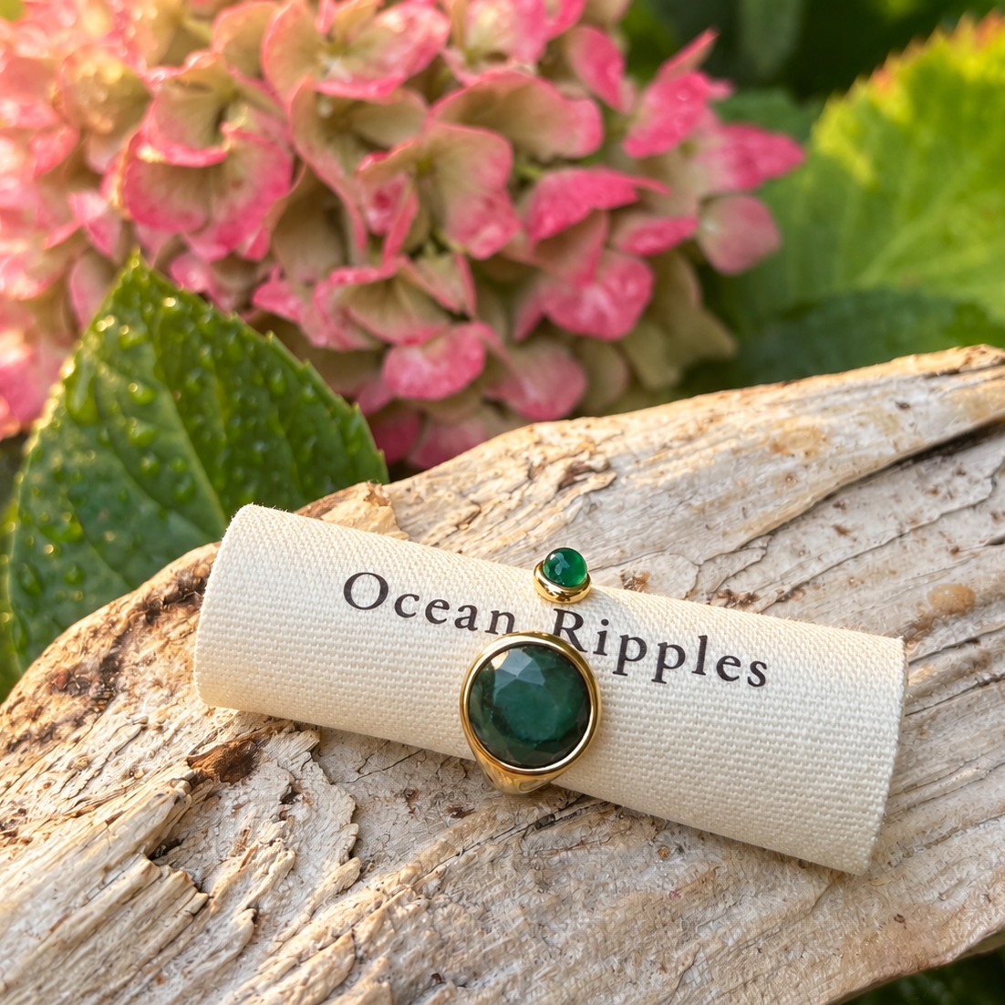 18ct Gold Plated African Jade Open Top Ring OR105