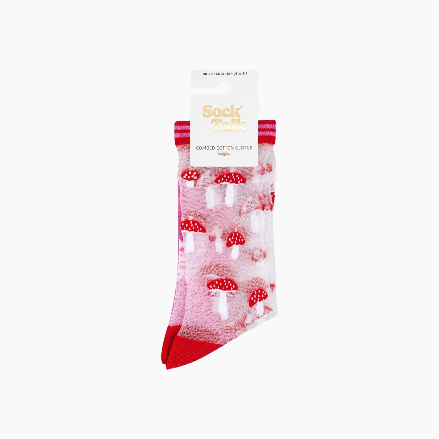 Toadstools Combed Cotton Sheer Pop Socks in Red: UK 3-7 | EU 36-40 | US 5-9