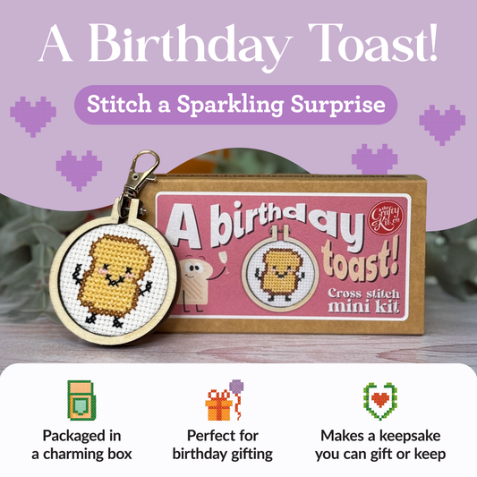A Birthday Toast! Mini Matchbox Cross Stitch Kit