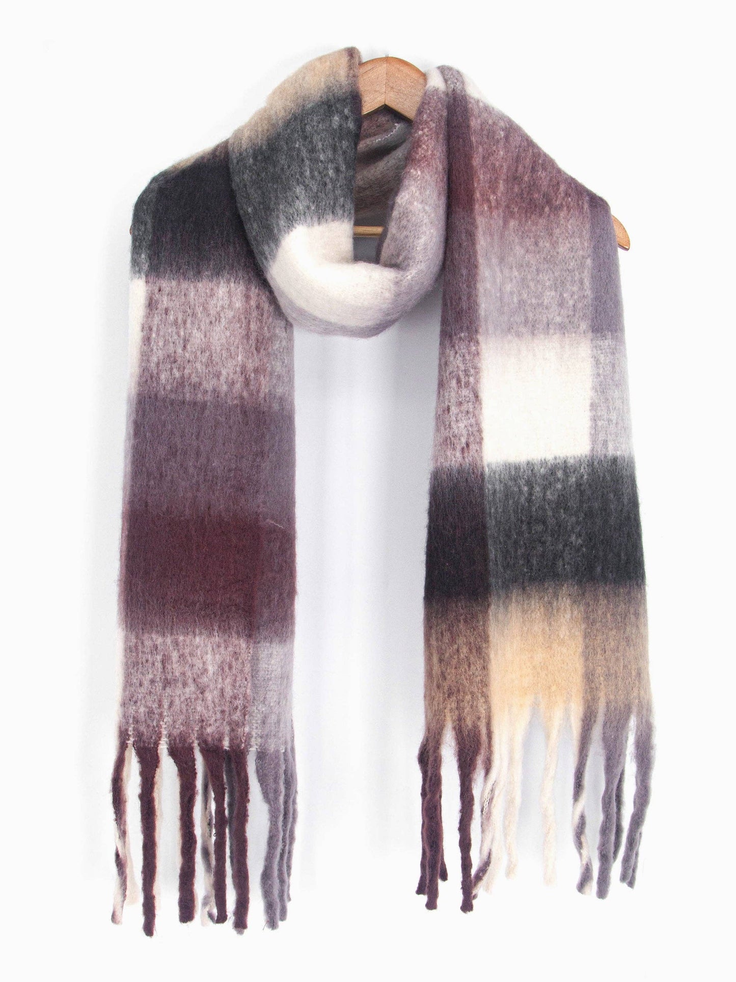 Allie Heavyweight Scarf - Black, Square Colour Block: One-size