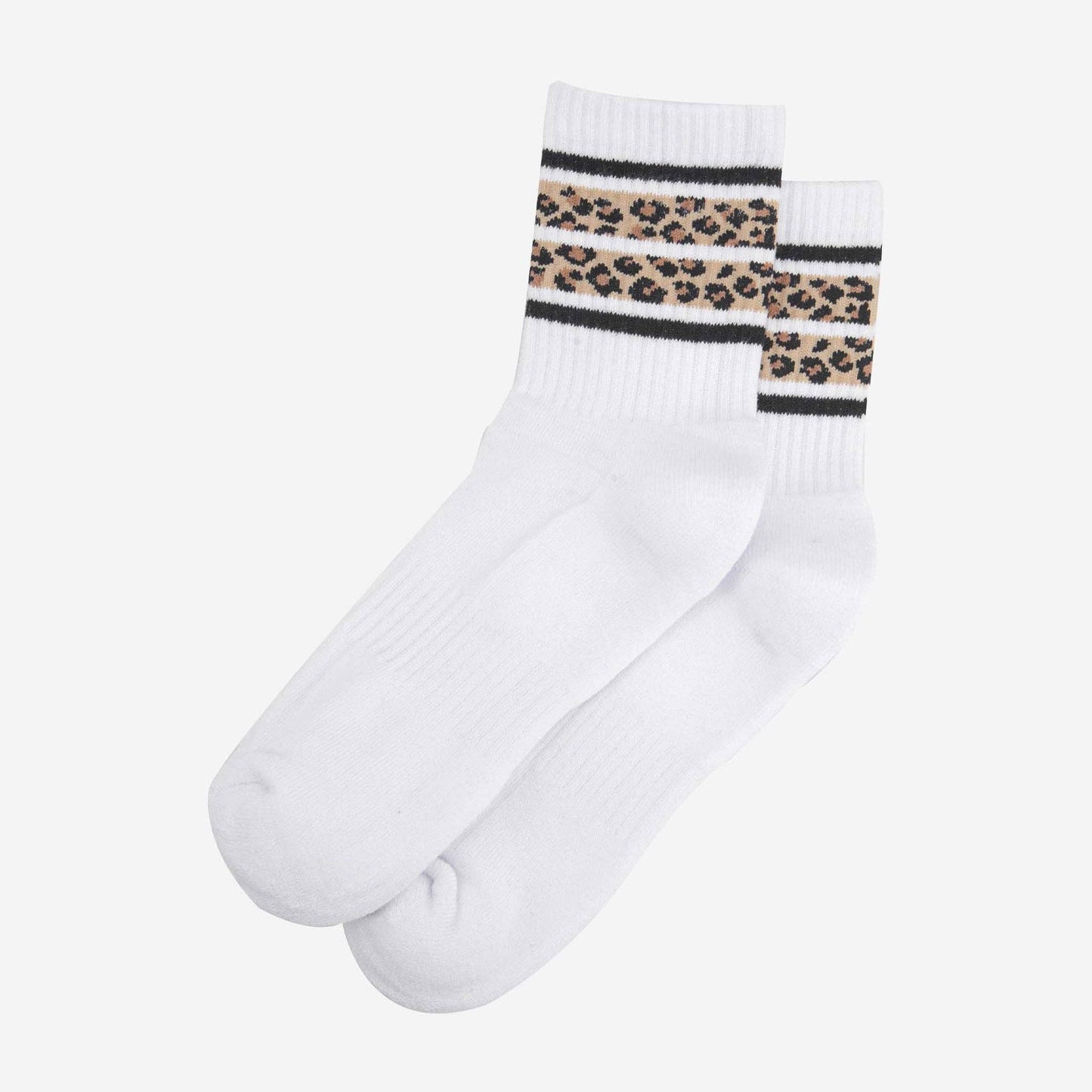 Women's Sporty Socks - White, Leopard Stripe: UK 3-7 | EU 36-40 | US 5-9