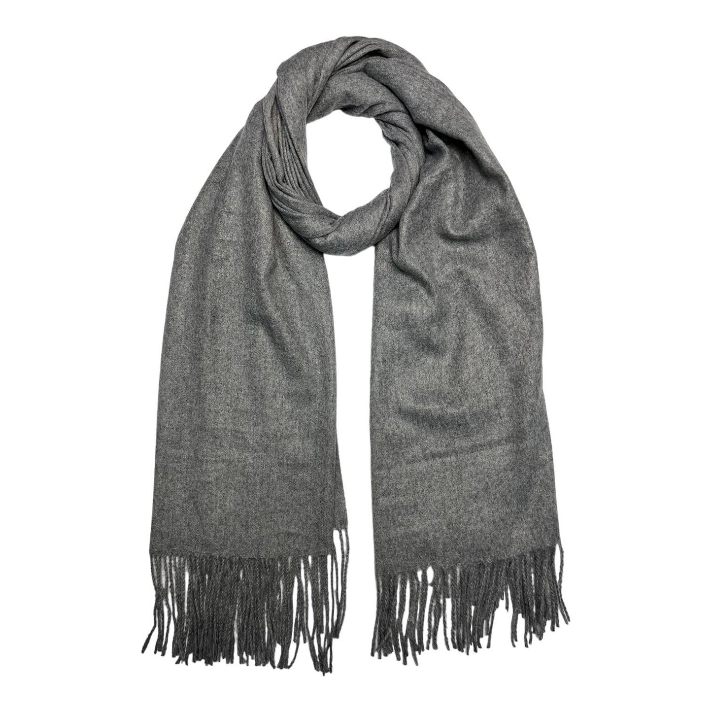 Plain woolblend scarf with tassels - Light Grey