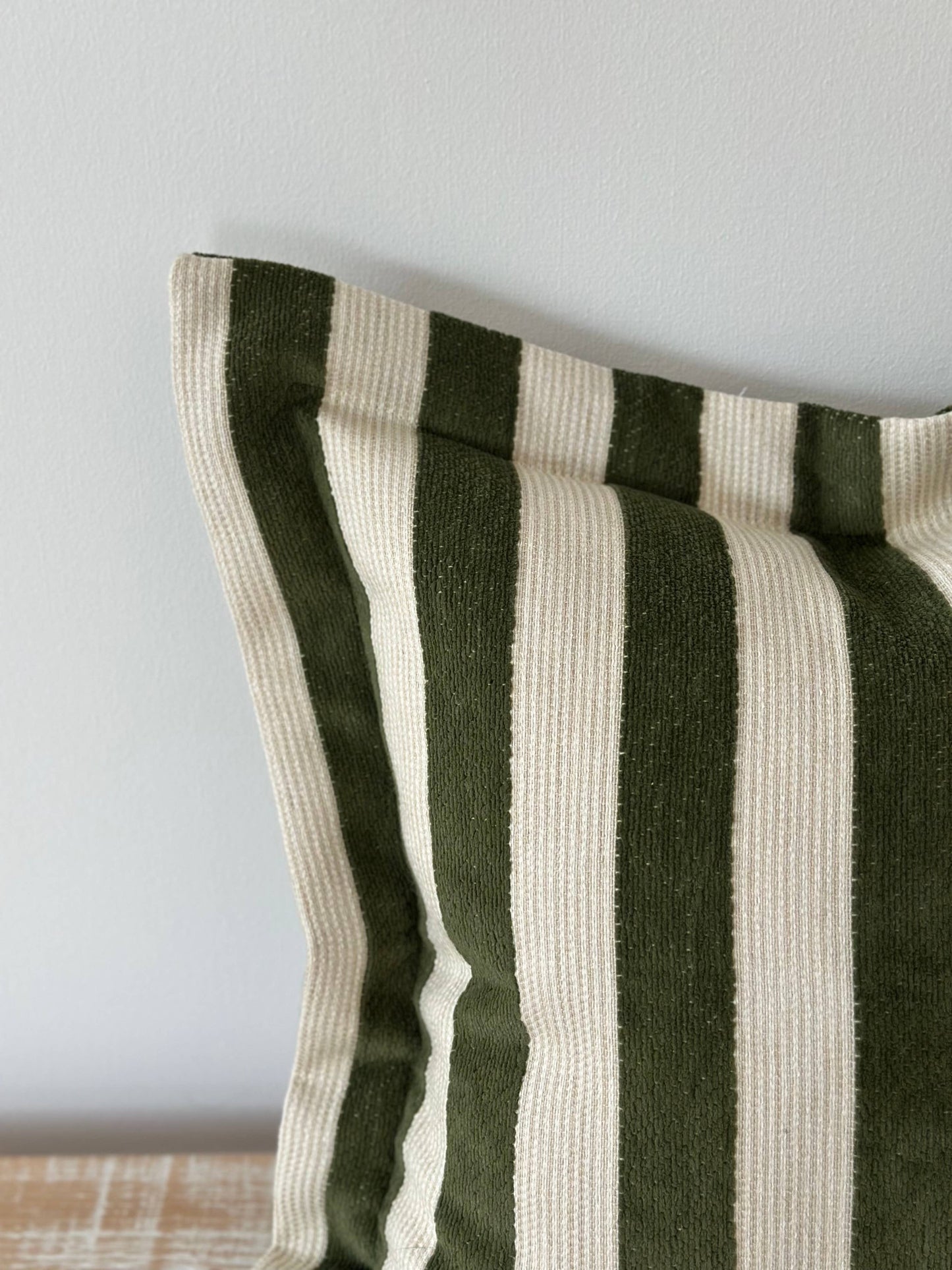 Fliss Olive Green Stripe Cushion 45x45cm