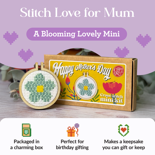 Happy Mother's Day (Flower) Mini Matchbox Cross Stitch Kit