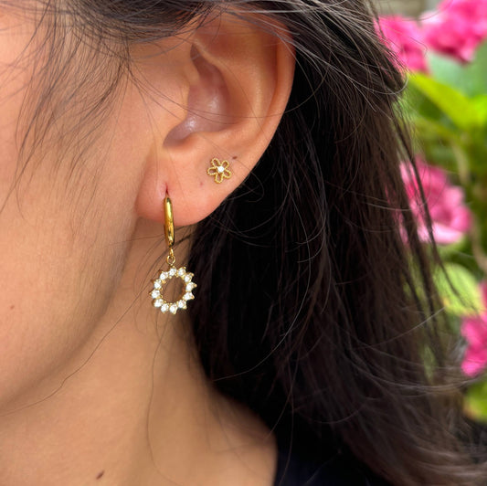 18ct Gold Plated Cubic Zirconia Circle Huggie Earrings OR5