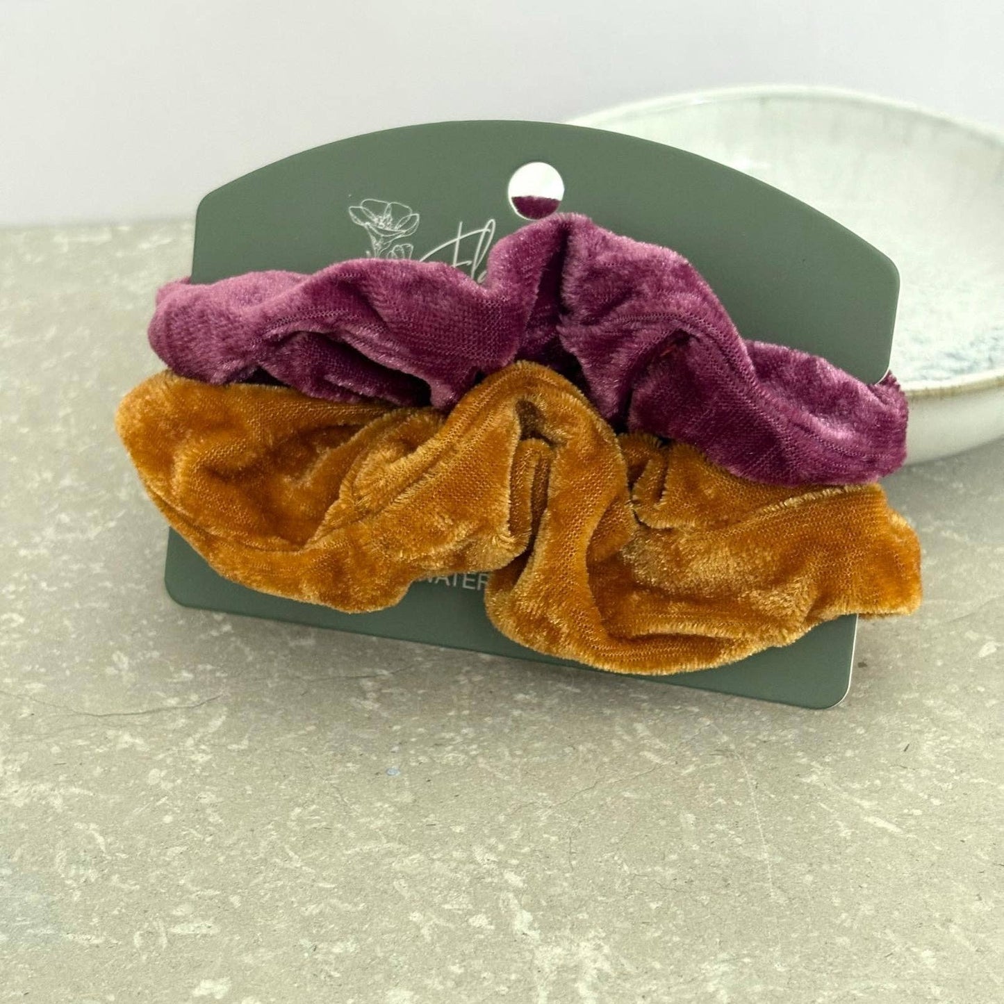 Velvet Scrunchie Duo- Plum & Honey. FB09